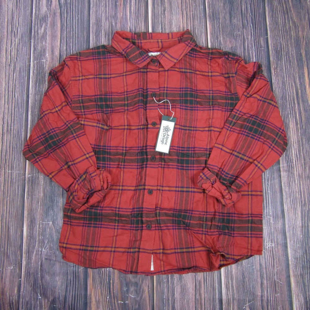 Alpine Design Flannel Shirt‎ Women XL Plaid Button Up Midweight Outdoor Hiking